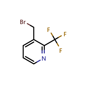 Chemical structure of 3-(bromomethyl)-2-(trifluoromethyl)pyridine , CAS 1227602-81-4, AChemBlock T96680