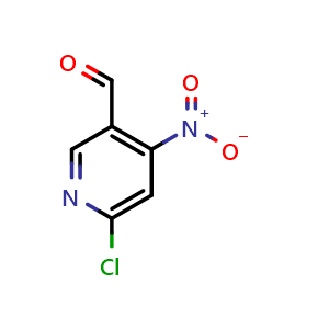 Chemical structure of 6-chloro-4-nitro-pyridine-3-carbaldehyde , CAS 1060809-78-0, AChemBlock T96681