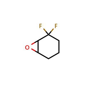 Chemical structure of 2,2-difluoro-7-oxabicyclo[4.1.0]heptane , CAS 1109284-38-9, AChemBlock T96684