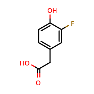 Chemical structure of 3-Fluoro-4-hydroxyphenylacetic acid , CAS 458-09-3, AChemBlock T96710