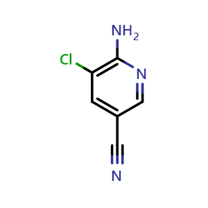 Chemical structure of 6-Amino-5-chloro-3-pyridinecarbonitrile , CAS 156361-02-3, AChemBlock T96712