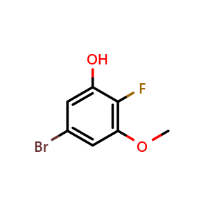 Chemical structure of 5-Bromo-2-fluoro-3-methoxyphenol , CAS 1782384-98-8, AChemBlock T96715