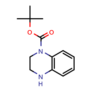 Chemical structure of tert-butyl 3,4-dihydro-2H-quinoxaline-1-carboxylate , CAS 887590-25-2, AChemBlock T96721