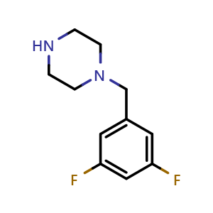 Chemical structure of 1-(3,5-difluorobenzyl)piperazine , CAS 868054-29-9, AChemBlock T96723