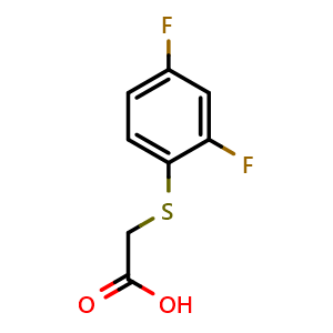 Chemical structure of 2-[(2,4-difluorophenyl)thio]-Acetic acid , CAS 773108-57-9, AChemBlock T96729