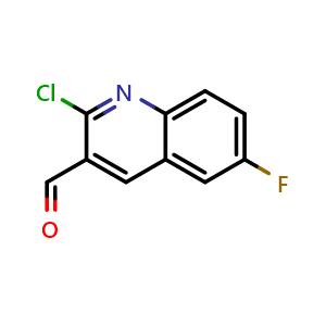 Chemical structure of 2-Chloro-6-fluoroquinoline-3-carbaldehyde , CAS 749920-54-5, AChemBlock T96732