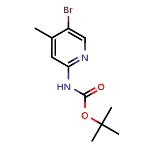 Chemical structure of tert-butyl 5-bromo-4-methylpyridin-2-ylcarbamate , CAS 748812-64-8, AChemBlock T96733