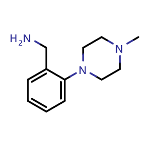 Chemical structure of 1-[2-(4-methylpiperazin-1-yl)phenyl]methanamine , CAS 655256-68-1, AChemBlock T96737