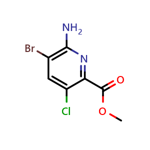 Chemical structure of methyl 6-amino-5-bromo-3-chloropyridine-2-carboxylate , CAS 577691-68-0, AChemBlock T96744