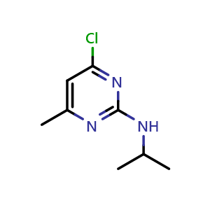 Chemical structure of (4-Chloro-6-methyl-pyrimidin-2-yl)-isopropyl-amine , CAS 5748-34-5, AChemBlock T96745