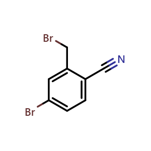 Chemical structure of 4-bromo-2-(bromomethyl)benzonitrile , CAS 457051-12-6, AChemBlock T96755
