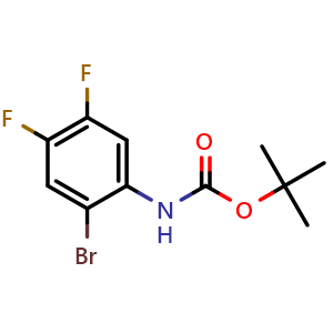 Chemical structure of tert-butyl 2-bromo-4,5-difluorophenylcarbamate , CAS 1802815-25-3, AChemBlock T96780