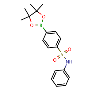 Chemical structure of N-phenyl-4-(4,4,5,5-tetramethyl-1,3,2-dioxaborolan-2-yl)benzenesulfonamide , CAS 1622059-27-1, AChemBlock T96786