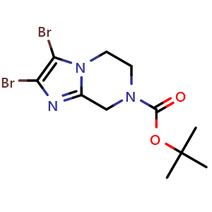 Chemical structure of tert-butyl 2,3-dibromo-5,6-dihydroimidazo[1,2-a]pyrazine-7(8H)-carboxylate , CAS 1613148-22-3, AChemBlock T96787