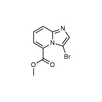 Chemical structure of Methyl 3-bromoimidazo[1,2-a]pyridine-5-carboxylate , CAS 1392210-97-7, AChemBlock T96792
