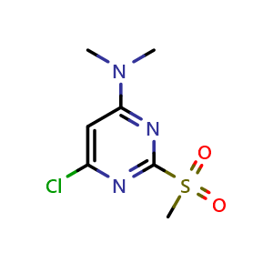 Chemical structure of 6-Chloro-N,N-dimethyl-2-(methylsulfonyl)-4-pyrimidinamine , CAS 1353959-30-4, AChemBlock T96794