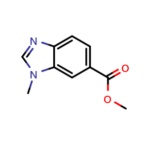 Chemical structure of Methyl 1-methyl-1H-benzimidazole-6-carboxylate , CAS 131020-50-3, AChemBlock T96797