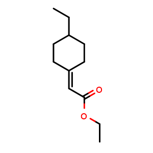 Chemical structure of ethyl 2-(4-ethylcyclohexylidene)acetate , CAS 127103-50-8, AChemBlock T96799