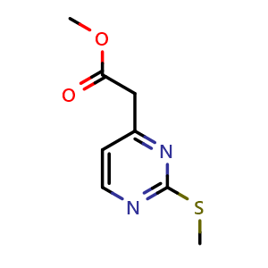 Chemical structure of methyl 2-(2-(methylthio)pyrimidin-4-yl)acetate , CAS 1160994-53-5, AChemBlock T96814