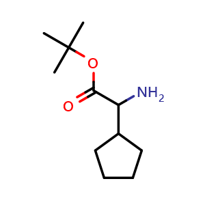 Chemical structure of tert-Butyl 2-amino-2-cyclopentylacetate , CAS 783280-09-1, AChemBlock T96837