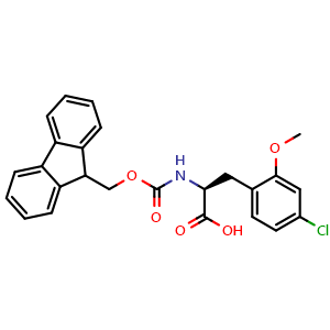 Chemical structure of N-Fmoc-2-methoxy-4-chloro-L-phenylalanine , CAS 2350819-06-4, AChemBlock T96849