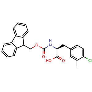Chemical structure of N-Fmoc-3-methyl-4-chloro-L-phenylalanine , CAS 2350142-58-2, AChemBlock T96850