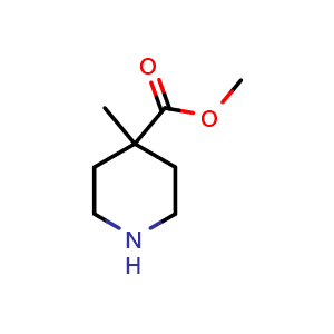 Chemical structure of methyl 4-methylpiperidine-4-carboxylate , CAS 892493-16-2, AChemBlock T96872