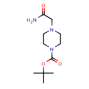 Chemical structure of tert-butyl 4-(2-amino-2-oxo-ethyl)piperazine-1-carboxylate , CAS 77278-70-7, AChemBlock T96881