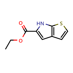Chemical structure of ethyl 6H-thieno[2,3-b]pyrrole-5-carboxylate , CAS 35357-56-3, AChemBlock T96903