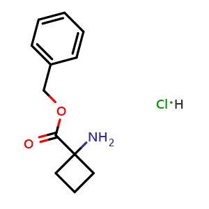 Chemical structure of benzyl 1-aminocyclobutanecarboxylate hydrochloride , CAS 1909318-90-6, AChemBlock T96916