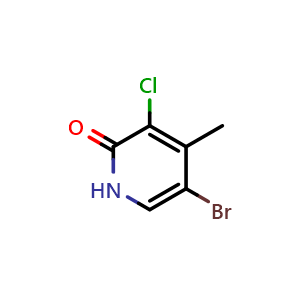 Chemical structure of 5-bromo-3-chloro-4-methyl-1H-pyridin-2-one , CAS 1799612-50-2, AChemBlock T96921