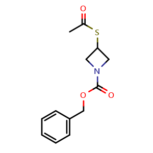 Chemical structure of benzyl 3-acetylsulfanylazetidine-1-carboxylate , CAS 128117-23-7, AChemBlock T96932
