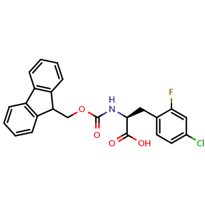 Chemical structure of Fmoc-L-2-Fluoro-4-chlorophe , CAS 1217811-90-9, AChemBlock T96935