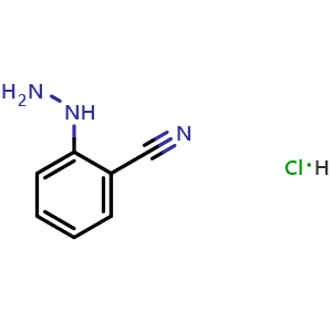 Chemical structure of 2-Hydrazinylbenzonitrile hydrochloride , CAS 1030287-80-9, AChemBlock T96940
