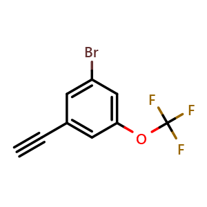 Chemical structure of 3-Bromo-5-(trifluoromethoxy)phenylacetylene , CAS 2366994-52-5, AChemBlock T96944