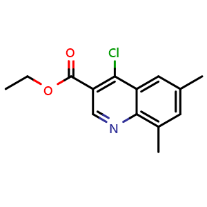 Chemical structure of Ethyl 4-chloro-6,8-dimethylquinoline-3-carboxylate , CAS 31602-09-2, AChemBlock T96974