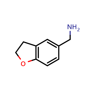 Chemical structure of 2,3-dihydro-1-benzofuran-5-ylmethanamine , CAS 55745-74-9, AChemBlock T96991