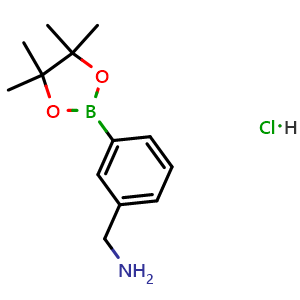 Chemical structure of (3-(4,4,5,5-tetramethyl-1,3,2-dioxaborolan-2-yl)phenyl)methanamine hydrochloride , CAS 380430-65-9, AChemBlock T96997