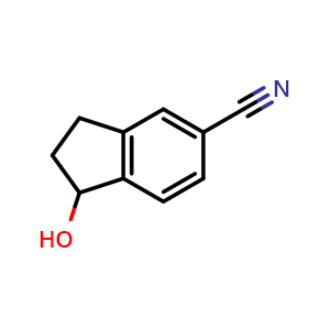 Chemical structure of 1-hydroxy-2,3-dihydro-1H-indene-5-carbonitrile , CAS 125114-88-7, AChemBlock T97014