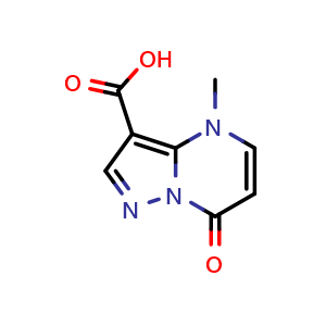 Chemical structure of 4-methyl-7-oxo-pyrazolo[1,5-a]pyrimidine-3-carboxylic acid , CAS 1630933-28-6, AChemBlock T97032