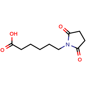 Chemical structure of 2,5-Dioxo-1-pyrrolidinehexanoic acid , CAS 4887-54-1, AChemBlock T97054