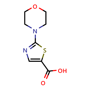 Chemical structure of 2-(4-Morpholinyl)-5-thiazolecarboxylic acid , CAS 332345-29-6, AChemBlock T97055