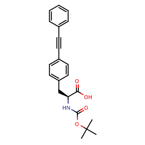 Chemical structure of N-Boc-4-(2-phenylethynyl)-L-phenylalanine , CAS 1819336-34-9, AChemBlock T97072