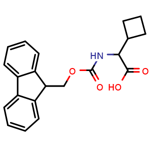 Chemical structure of a-(Fmoc-amino)-cyclobutaneacetic acid , CAS 1695292-51-3, AChemBlock T97079