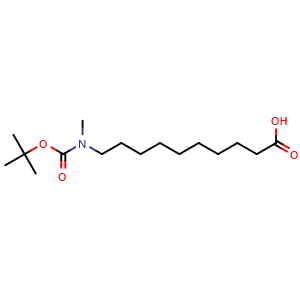 Chemical structure of N-Boc-10-(methylamino)decanoic acid , CAS 1630735-91-9, AChemBlock T97081