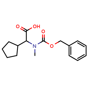 Chemical structure of N-Cbz-2-cyclopentyl-2-(methylamino)acetic acid , CAS 1404955-10-7, AChemBlock T97086