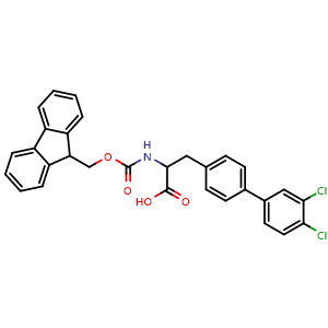Chemical structure of N-Fmoc-4-(3,4-dichlorophenyl)-DL-phenylalanine , CAS 1379875-52-1, AChemBlock T97088