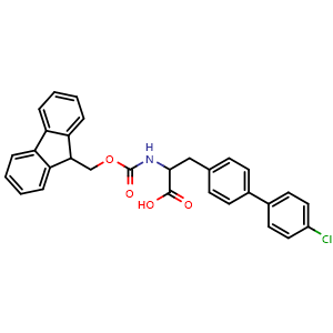Chemical structure of N-Fmoc-4-(4-Chlorophenyl)-DL-phenylalanine , CAS 1379863-90-7, AChemBlock T97089
