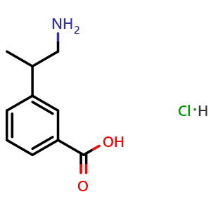 Chemical structure of 3-(1-Aminopropan-2-yl)benzoic acid hydrochloride , CAS 1080026-83-0, AChemBlock T97102