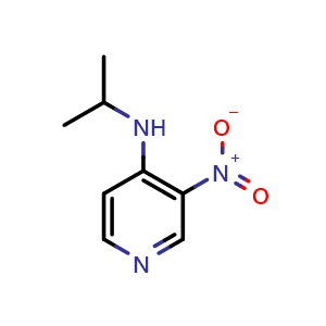 Chemical structure of 3-nitro-N-(propan-2-yl)pyridin-4-amine , CAS 34654-21-2, AChemBlock T97118